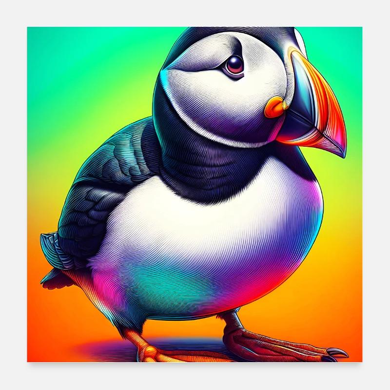 Papageitaucher - Poster 60x60 cm - Weiß