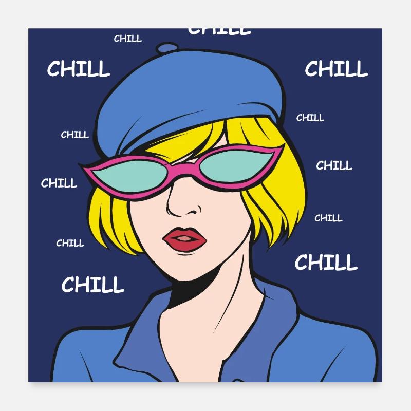 Chill Pop Art Dame Poster 60x60 cm