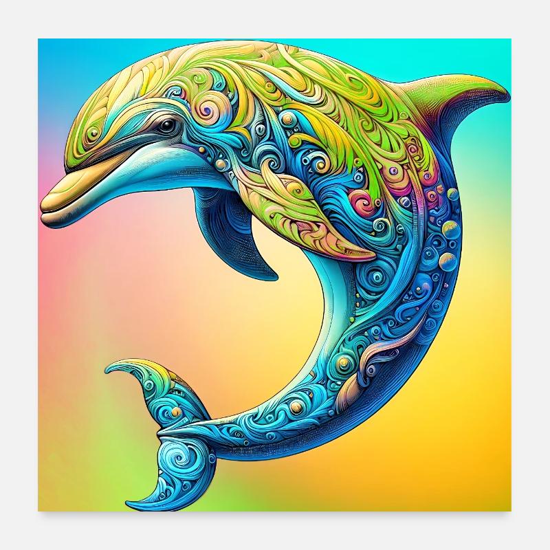 dolphin Poster 24" x 24" (60x60 cm)