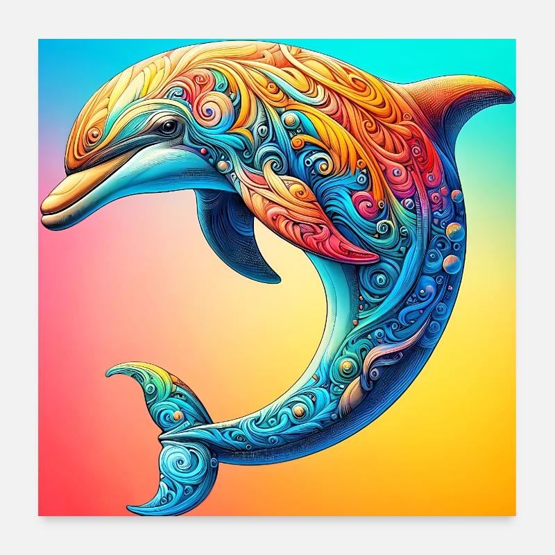 dolphin Poster 24" x 24" (60x60 cm)