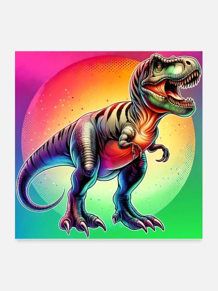 Dinosaurier - Poster 60x60 cm - Weiß - Vorne
