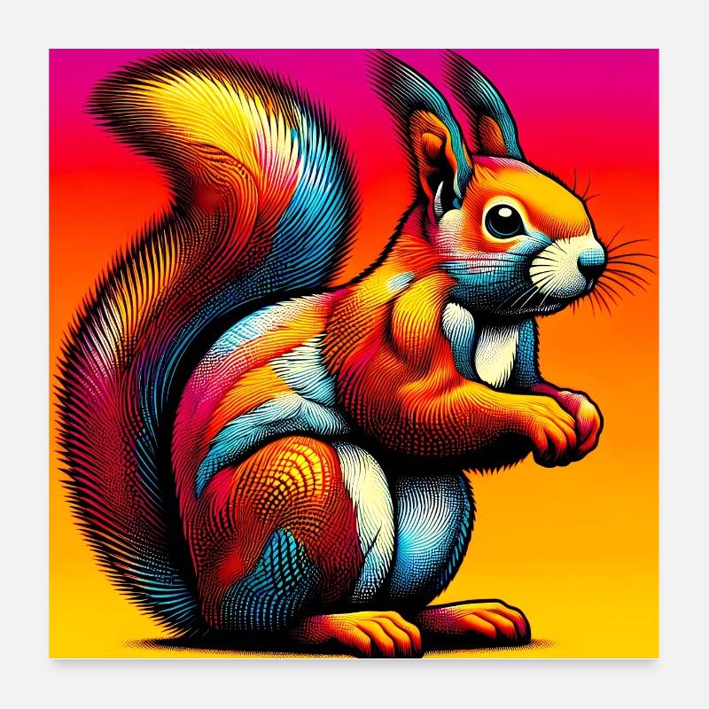 Eichhörnchen - Poster 60x60 cm - Weiß