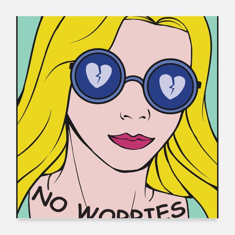 Ne t’inquiète pas, portrait pop art Poster 60 x 60 cm