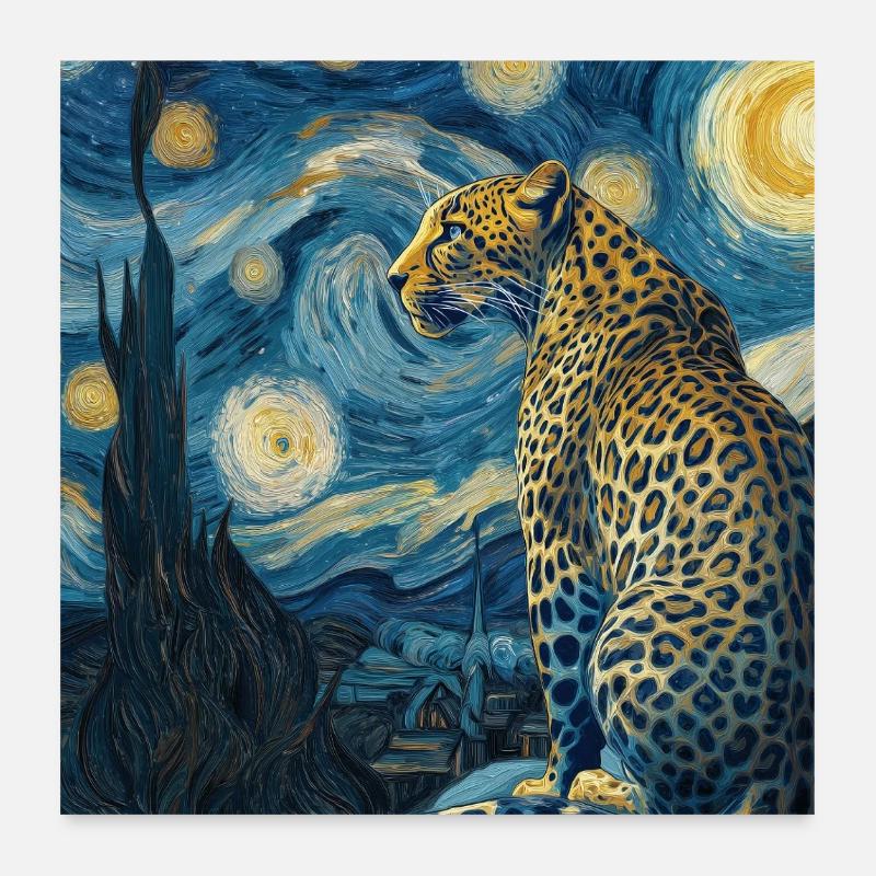 Leopard Van Gogh Poster 60x60 cm
