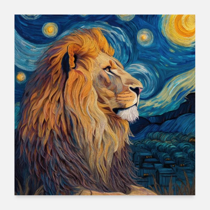 Löwe Van Gogh Poster 60x60 cm