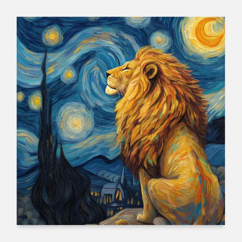 Lion Van Gogh Poster 60 x 60 cm