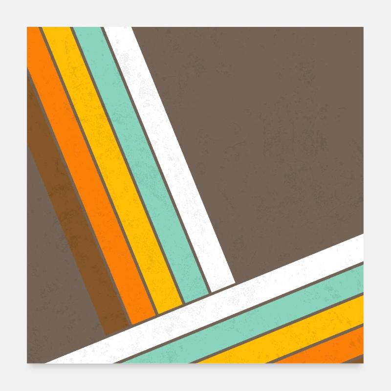 Retro 70s Geometric Stripes Poster 24" x 24" (60x60 cm)