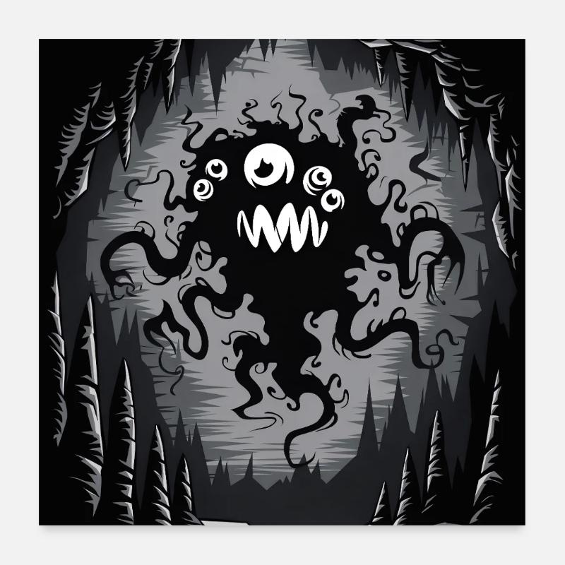 Dark Cave Monster Tentacle Graphic Poster 24" x 24" (60x60 cm)