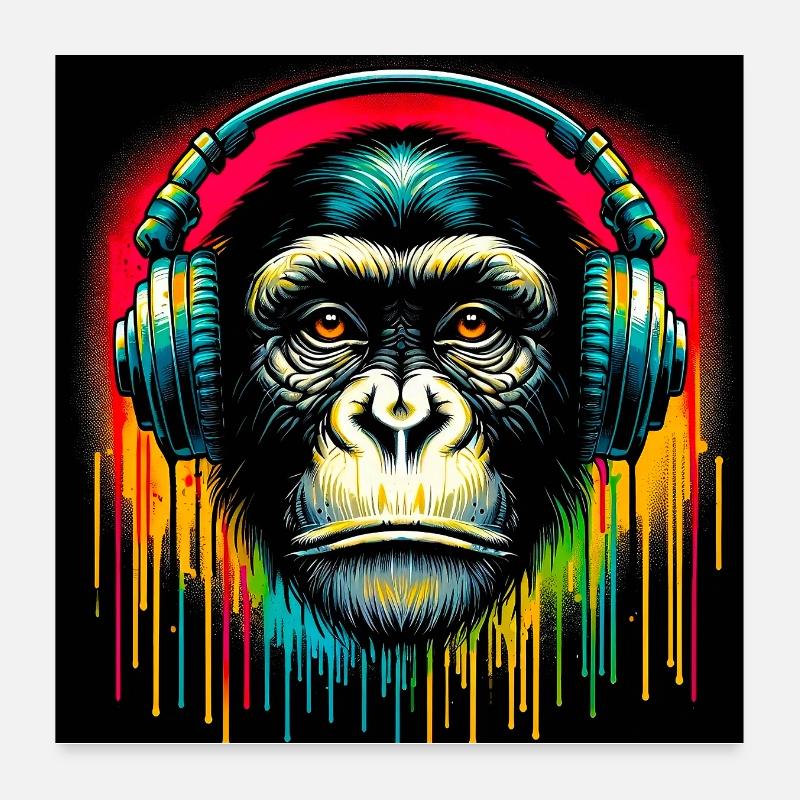 Schimpansen-Affe Poster 60x60 cm