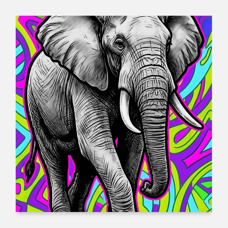 éléphant Poster 60 x 60 cm