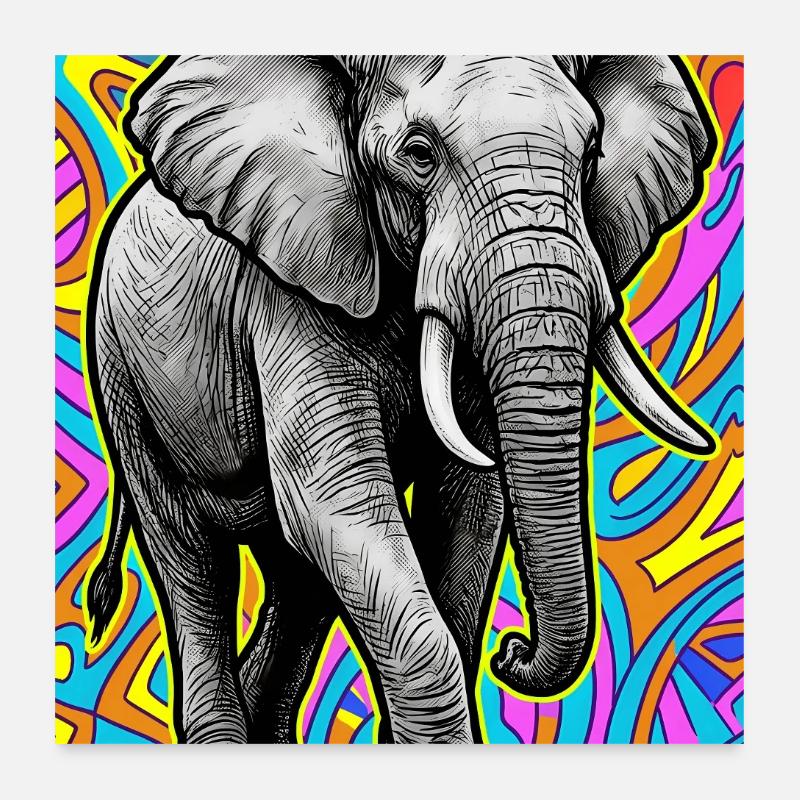 éléphant Poster 60 x 60 cm