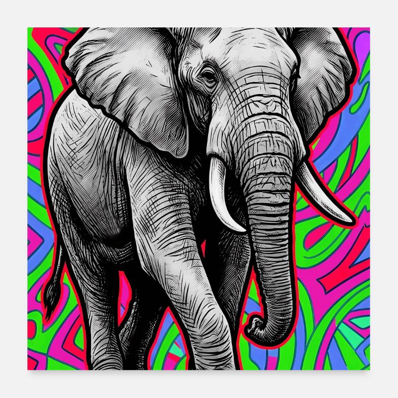 éléphant Poster 60 x 60 cm
