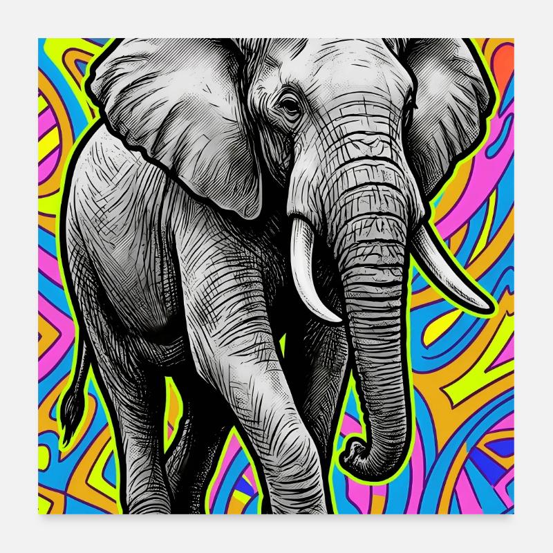 éléphant Poster 60 x 60 cm