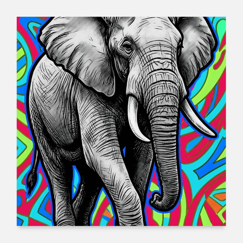éléphant Poster 60 x 60 cm