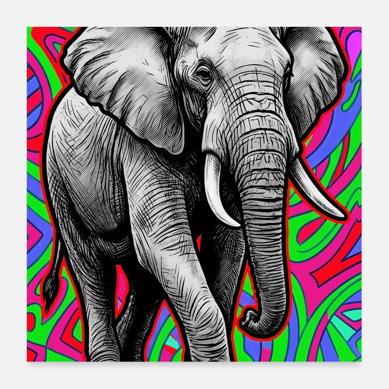 éléphant Poster 60 x 60 cm