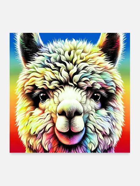 Alpaka - Poster 60x60 cm - Weiß - Vorne