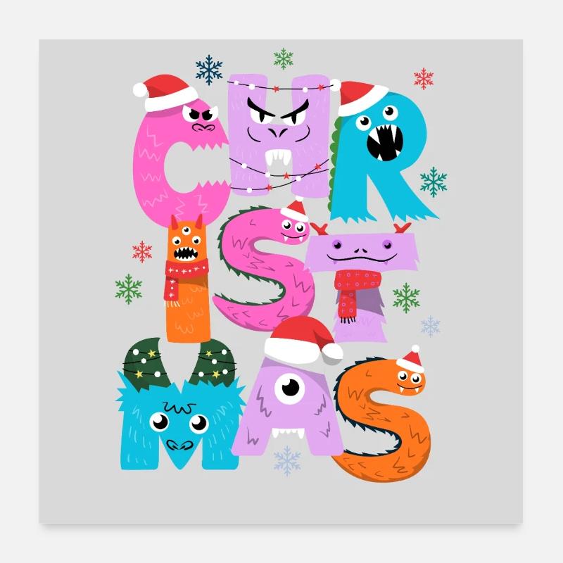 Monstres de Noël Rigolos Poster 60 x 60 cm