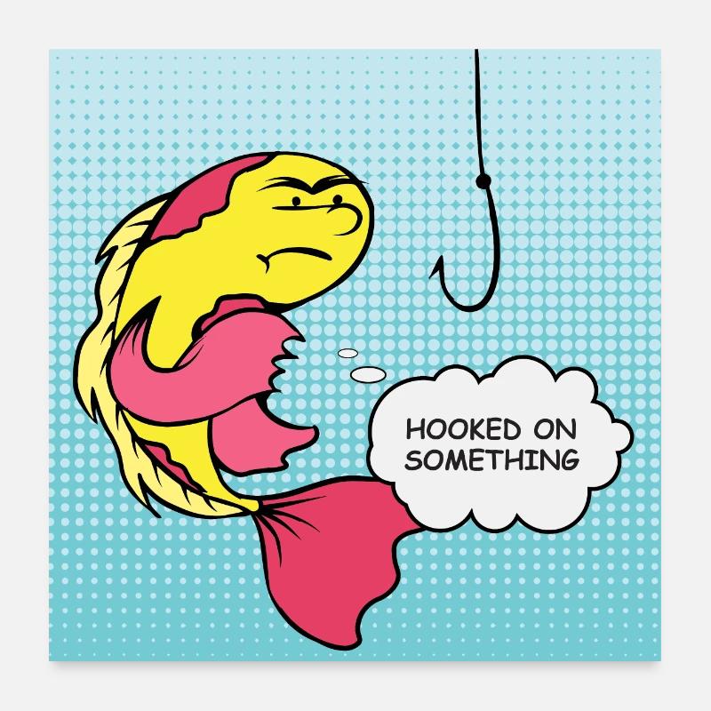 Pop Art Fish Hooked Humor Poster 24" x 24" (60x60 cm)