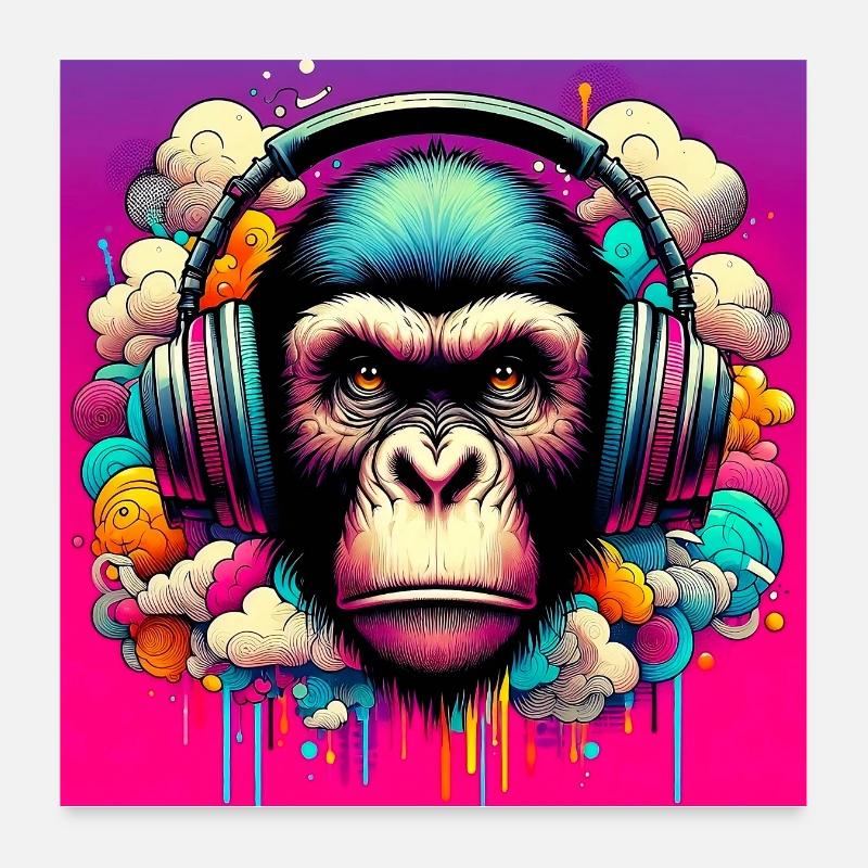 Chimpanzee Monkey Poster 24" x 24" (60x60 cm)