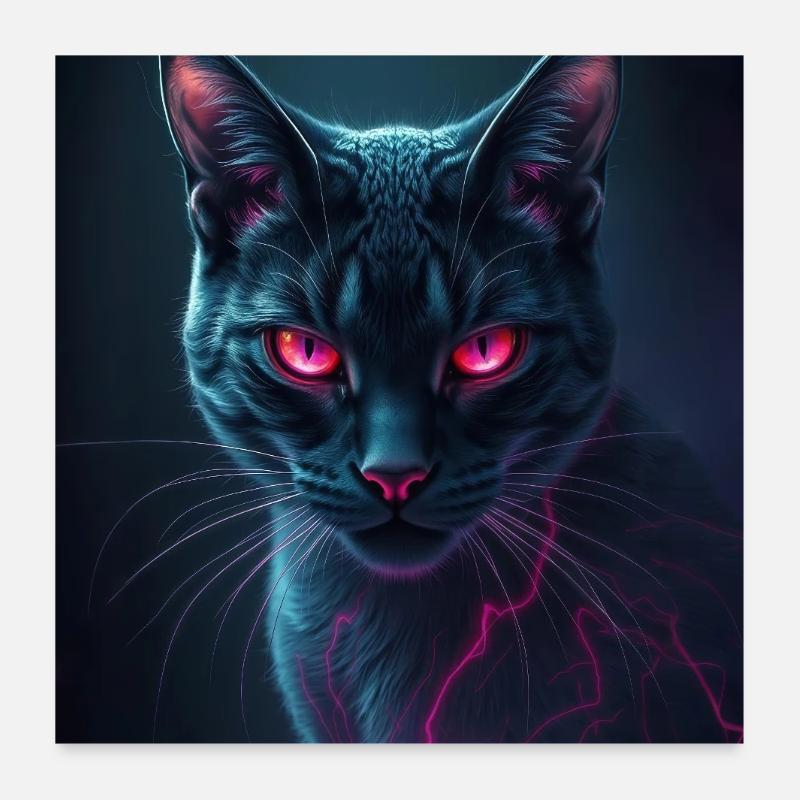 chat aux yeux rouges Poster 60 x 60 cm