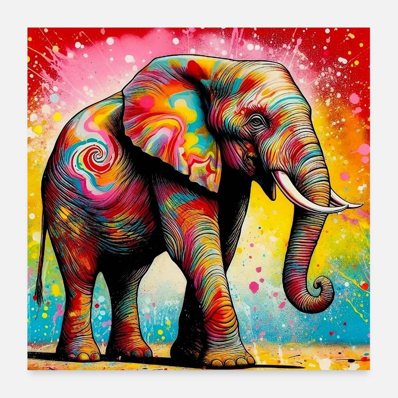 éléphant Poster 60 x 60 cm