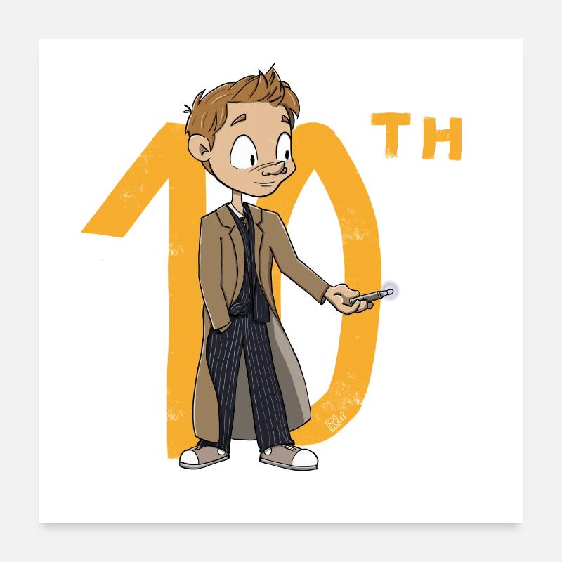 Le 10e Docteur, version chibi - Poster 60 x 60 cm - blanc