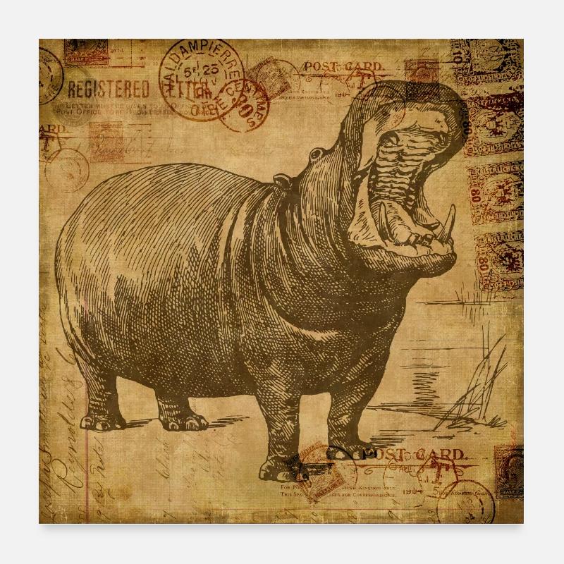 Hippo Vintage Poster 60 x 60 cm