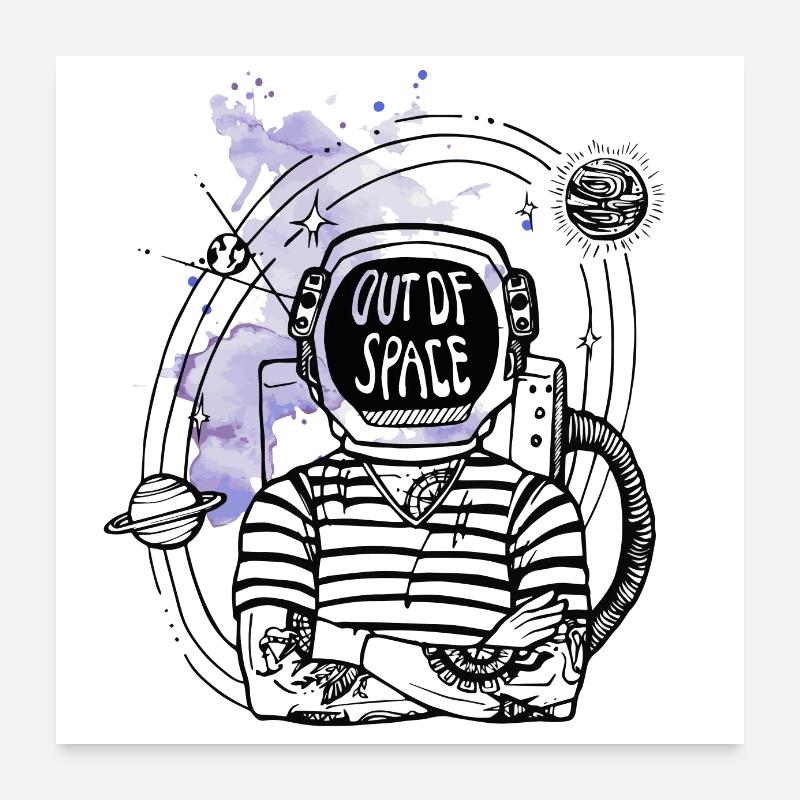 Hors de l'espace avec des touches de couleur pourpres Poster 60 x 60 cm