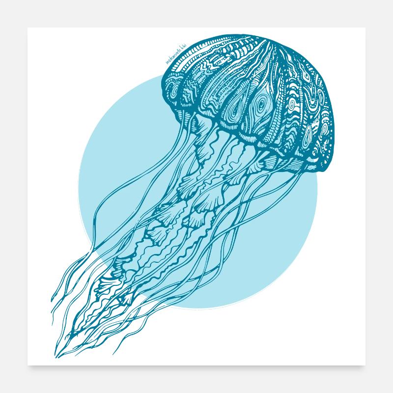 Blue jellyfish Poster 24" x 24" (60x60 cm)
