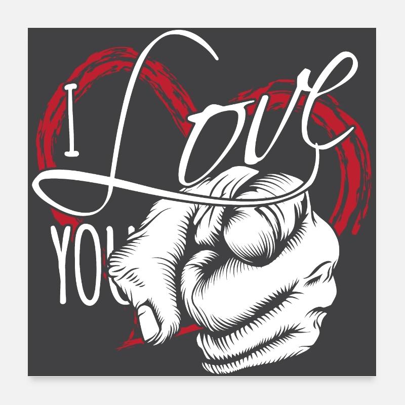 Ich liebe dich - Poster 60x60 cm - Weiß