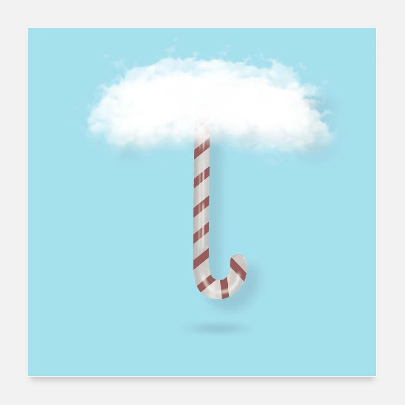 Candy Cane with Clouds Poster 24" x 24" (60x60 cm)