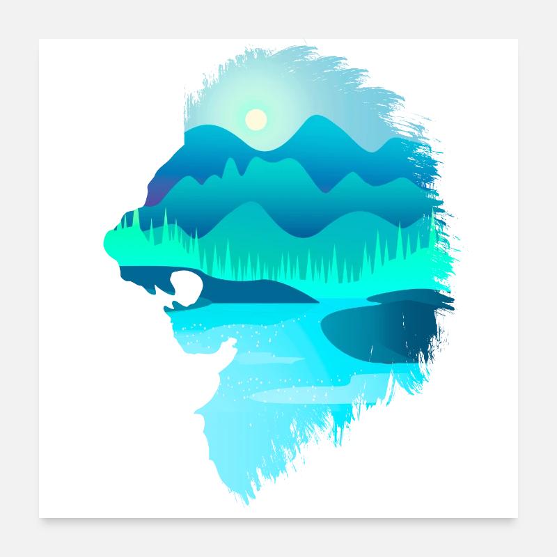 Lion in the evening just before the hunt Poster 24" x 24" (60x60 cm)