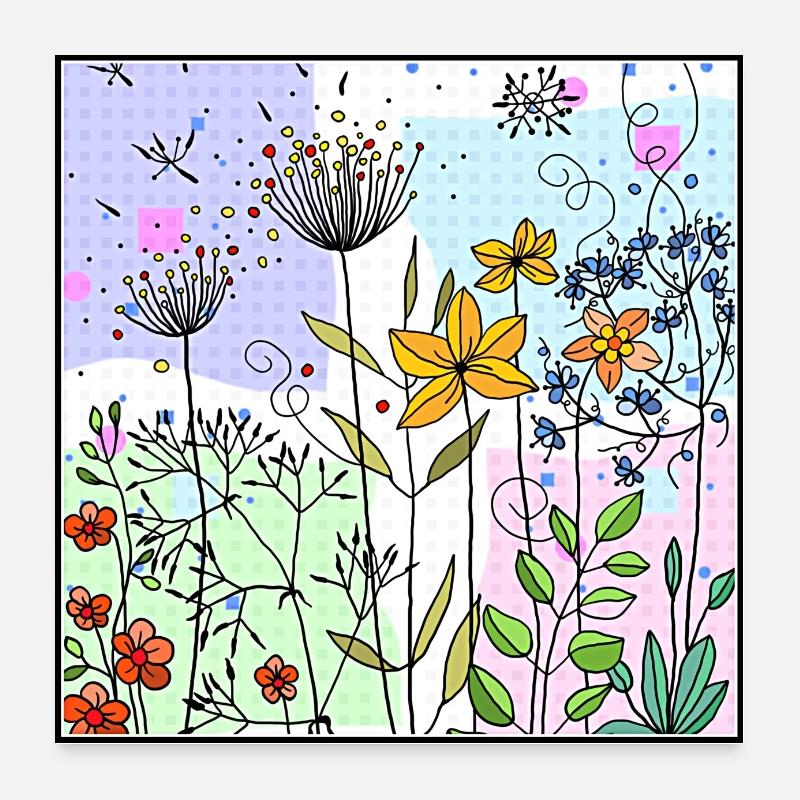 Blumen - Poster 60x60 cm - Weiß