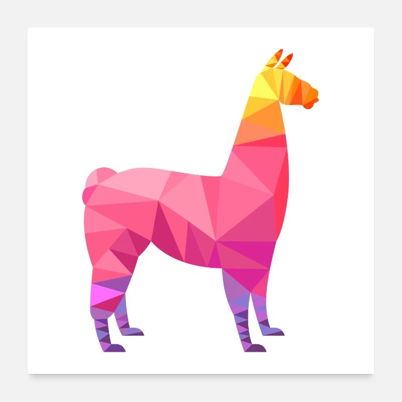 Alpaga Low Poly Style Poster 60 x 60 cm