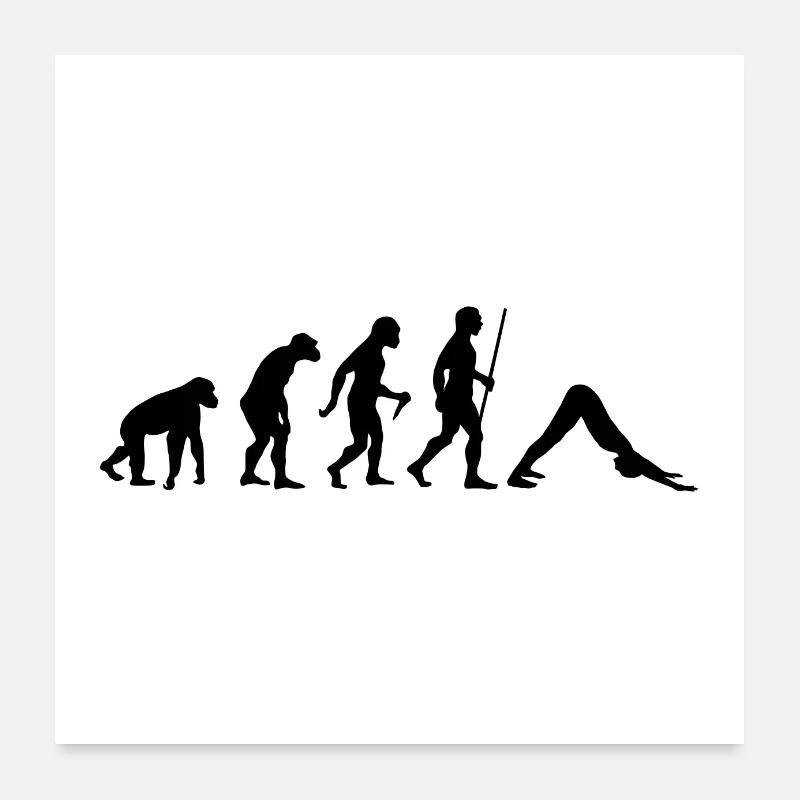 Evolution Yoga - Poster 60x60 cm - Weiß