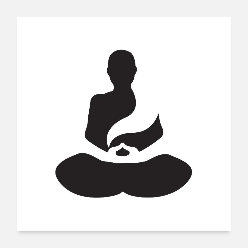 Silhouette de méditation - Poster 60 x 60 cm - blanc