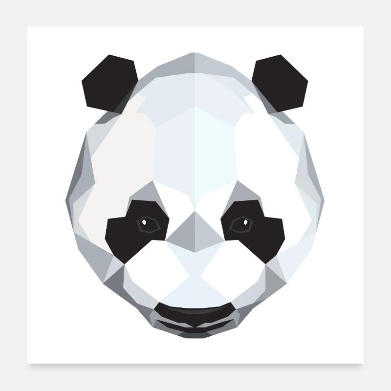 Panda Polygon Design - Poster 60x60 cm - Weiß