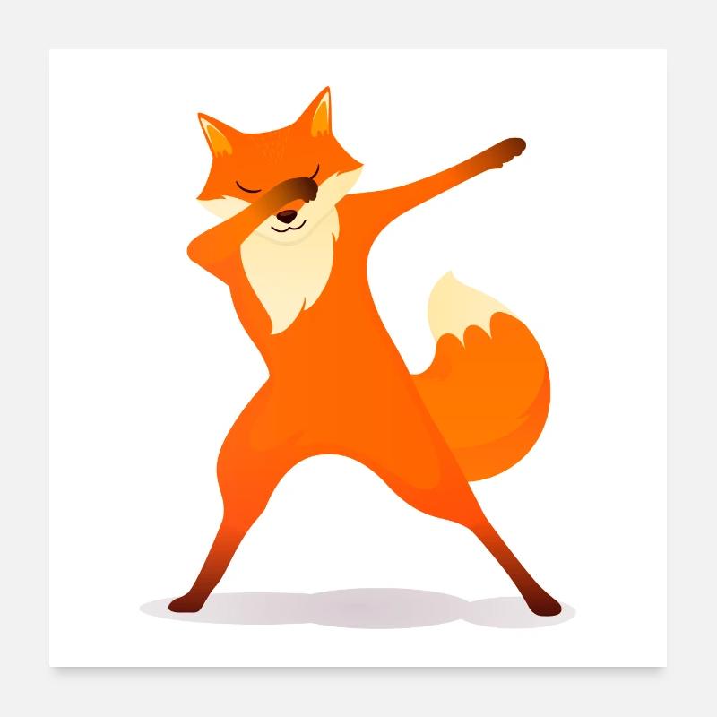 Fuchs Dab Dabbing Schlaufuchs Inscription Poster 60 x 60 cm