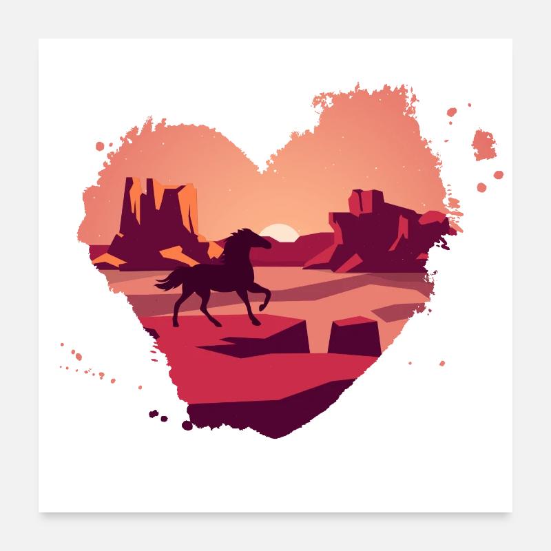 Pferd in den Rocky Mountains - Poster 60x60 cm - Weiß