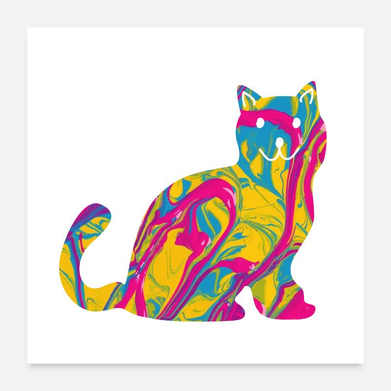 Cadeau coloré pour chat Brit Shorthair Poster 60 x 60 cm