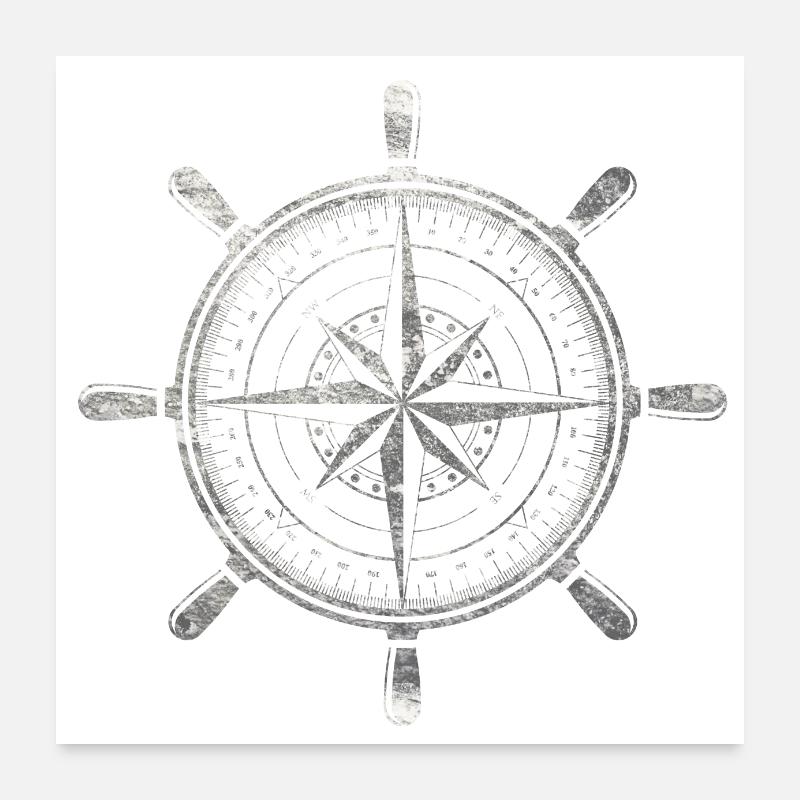 Kompass Grunge Poster 60x60 cm