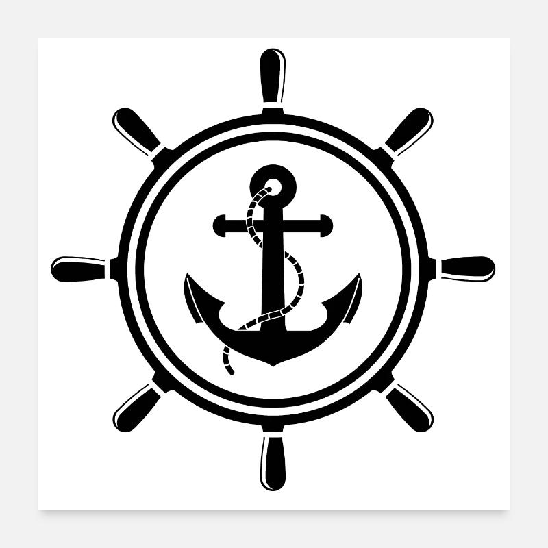 Anchor with steering wheel Poster 24" x 24" (60x60 cm)