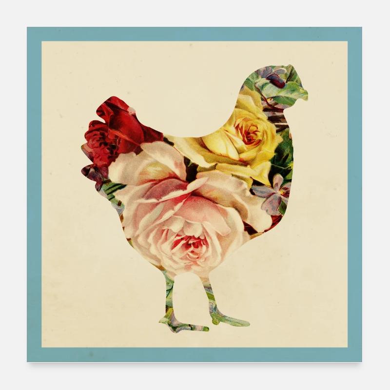 Affiche de poulet de fleur Poster 60 x 60 cm