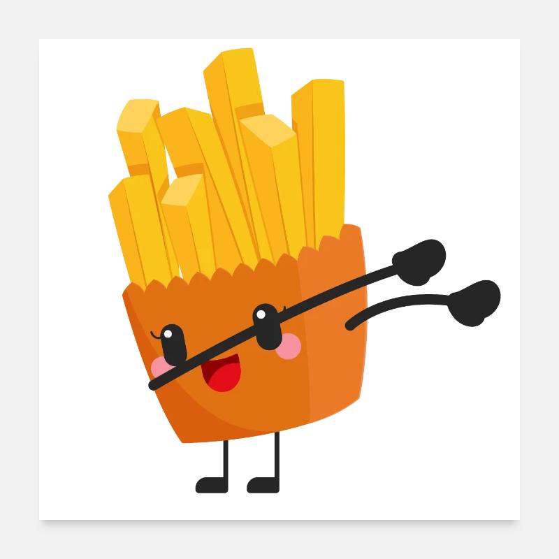 Dabbing Frites - Cadeau idée - Poster 60 x 60 cm - blanc