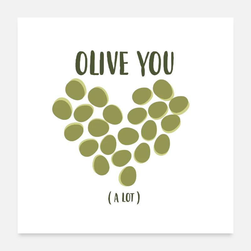 Olive Herz Liebe Pflanze Geschenkidee Olivenbaum Poster 60x60 cm