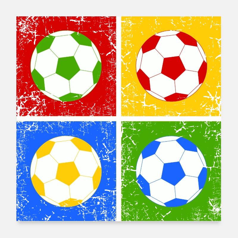 Fußball Pop-Art - Poster 60x60 cm - Weiß