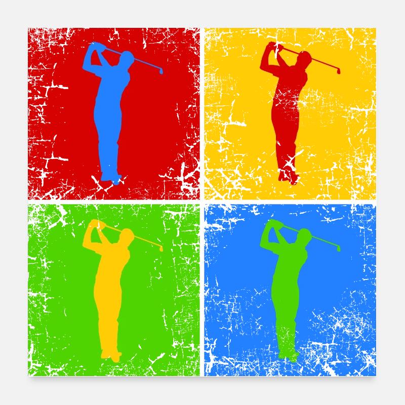 Golfer Golf Golfers Pop Art - Poster 24" x 24" (60x60 cm) - white