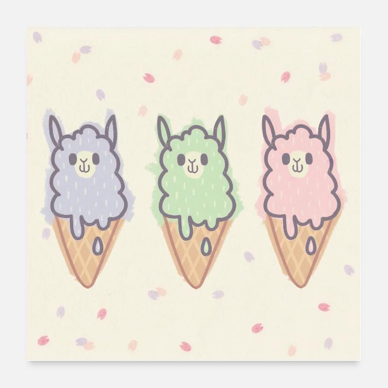 Alpaka Eiscreme Poster 60x60 cm
