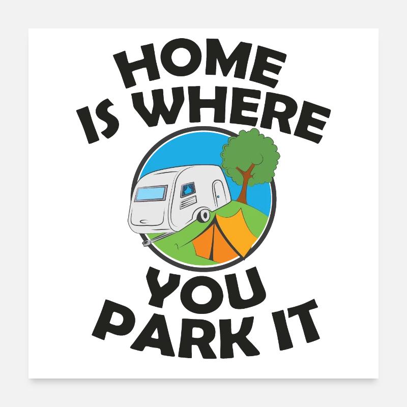 Wohnwagen - Poster 60x60 cm - Weiß
