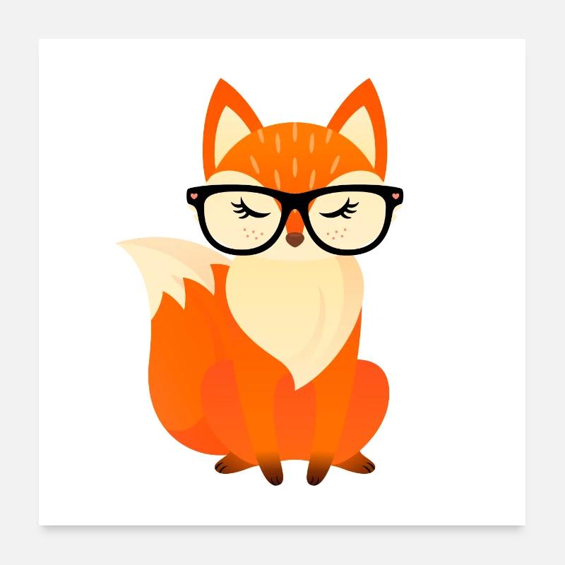 Fuchs Brille Schlaufuchs Einschulung Schulkind Poster 60x60 cm